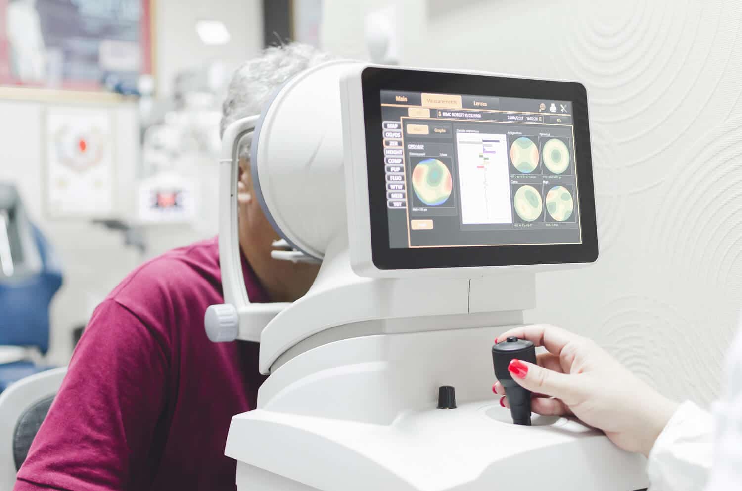 Eye specialist performing a detailed eye examination for eye floaters